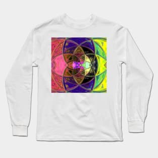 Mosaic Kaleidoscope Flower Purple, Pink, and Green Long Sleeve T-Shirt